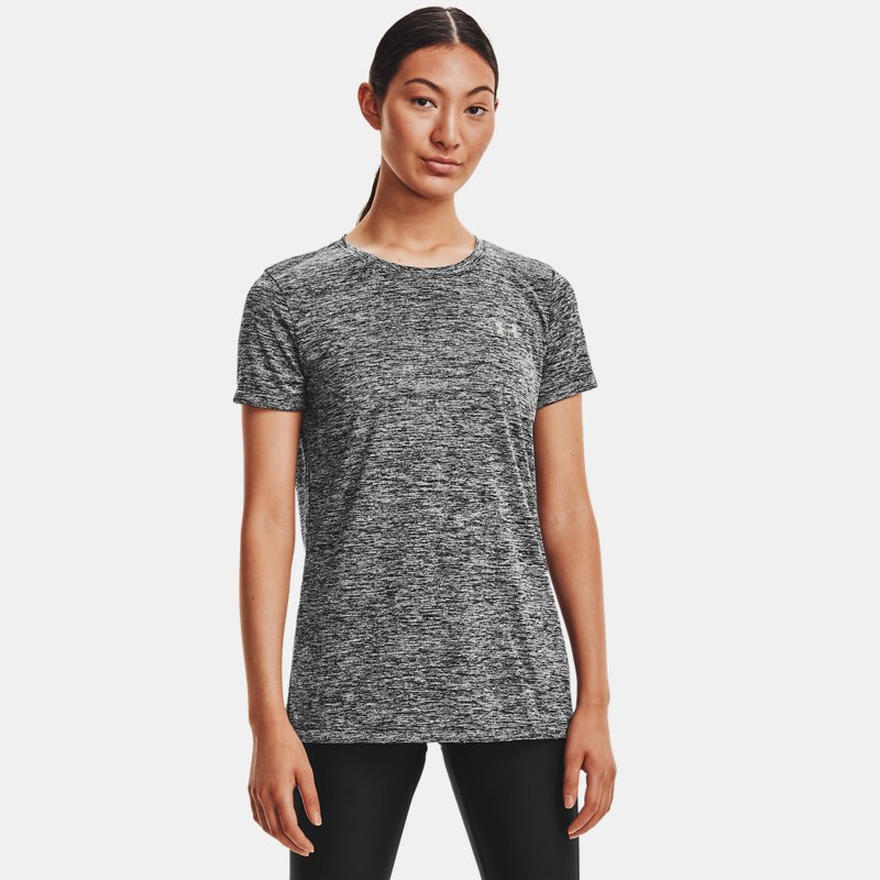Damen Under Armour Tech™ Twist T-Shirt Schwarz / Metallisch Silber